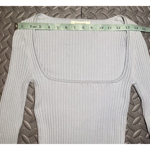 Favorite Daughter Baby Blue Long Sleeve 85%Cotton Square Neck Women's TOP XS - Picture 6 of 11